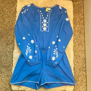 Boden romper size 15-16Y fits like a women’s XS/S blue with white stitching